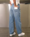 KOYU MAVİ YIKAMA EFEKTLİ TIRNAKLI EXTRA BAGGY JEANS