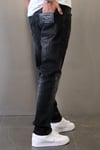 M2 EFEKTLİ TIRNAKLI SİYAH ORTA PAÇA JEAN
