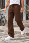 ÖN PARÇALI ŞARDONLU BAGGY EŞOFMAN ALTI KAHVE