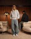 PANDA FABRIC CROPPED BOXY FİT BOMBER BOYAMA GRİ