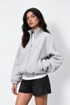 PANDA FABRIC CROPPED BOXY FİT BOMBER BOYAMA GRİ