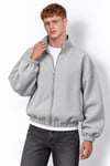 PANDA FABRIC CROPPED BOXY FİT BOMBER GRİ MELANJ