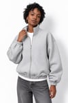 PANDA FABRIC CROPPED BOXY FİT BOMBER GRİ MELANJ