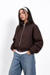 PANDA FABRIC CROPPED BOXY FİT BOMBER KAHVE