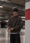 PARÇA DETAYLI DKPW ORTA NAKIŞLI YIKAMALI SWEAT KAHVE