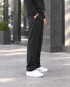 PİLE DETAYLI KUMAŞ BAGGY SİYAH