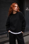 REGLAN KOL BOXYFİT BİSİKLET YAKA SWEATSHİRT SİYAH