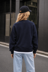 REGLAN KOL BOXYFİT BİSİKLET YAKA SWEATSHİRT LACİVERT