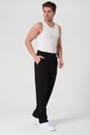 SİYAH FİTİLLİ KETEN PANTOLON
