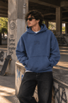 YIKAMALI DKPW GÖĞÜS NAKIŞ BASKILI KAPŞONLU SWEATSHIRT LACİVERT