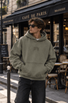 YIKAMALI DKPW GÖĞÜS NAKIŞ BASKILI KAPŞONLU SWEATSHIRT HAKİ