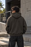YIKAMALI DKPW GÖĞÜS NAKIŞ BASKILI KAPŞONLU SWEATSHIRT KAHVE