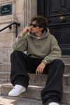 YIKAMALI DKPW GÖĞÜS NAKIŞ BASKILI KAPŞONLU SWEATSHIRT HAKİ