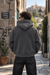 YIKAMALI DKPW GÖĞÜS NAKIŞ BASKILI KAPŞONLU SWEATSHIRT SİYAH