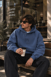 YIKAMALI DKPW GÖĞÜS NAKIŞ BASKILI KAPŞONLU SWEATSHIRT LACİVERT