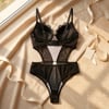 Leopar Desenli Transparan Detaylı Destekli Bodysuit