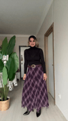 Asimetrik İç Astarlı Şifon Etek