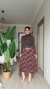 Asimetrik İç Astarlı Şifon Etek