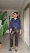 Dilvin Deri Pantolon Acı kahve