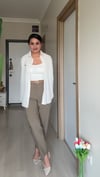 KEMERLİ PENSLİ KUMAŞ PANTOLON ACIKAHVE
