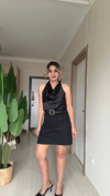 Siyah Saten Degaje Bluz