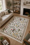 Flower Kaymaz Taban Makinede Yıkanabilir Dijital Baskılı Yolluk Halı Kilim