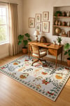Flower Kaymaz Taban Makinede Yıkanabilir Dijital Baskılı Halı Kilim Yolluk