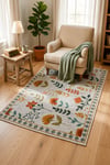 Flower Kaymaz Taban Makinede Yıkanabilir Dijital Baskılı Halı Kilim Yolluk