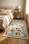 Flower Kaymaz Taban Makinede Yıkanabilir Dijital Baskılı Halı Kilim Yolluk