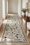 Flower Kaymaz Taban Makinede Yıkanabilir Dijital Baskılı Halı Kilim Yolluk