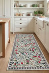 Flower Kaymaz Taban Makinede Yıkanabilir Dijital Baskılı Halı Kilim Yolluk