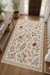 Flower Kaymaz Taban Makinede Yıkanabilir Dijital Baskılı Şönil Kilim Halı Yolluk
