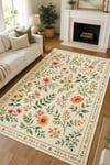 Flower Kaymaz Taban Makinede Yıkanabilir Dijital Baskılı Şönil Kilim Halı Yolluk