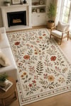 Flower Kaymaz Taban Makinede Yıkanabilir Dijital Baskılı Şönil Kilim Halı Yolluk