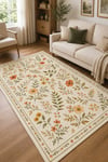 Flower Kaymaz Taban Makinede Yıkanabilir Dijital Baskılı Şönil Kilim Halı Yolluk