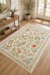 Flower Kaymaz Taban Makinede Yıkanabilir Dijital Baskılı Şönil Kilim Halı Yolluk