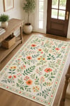 Flower Kaymaz Taban Makinede Yıkanabilir Dijital Baskılı Şönil Kilim Halı Yolluk