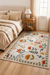Flower Kaymaz Taban Makinede Yıkanabilir Dijital Baskılı Halı Kilim Yolluk