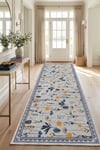 Flower Kaymaz Taban Makinede Yıkanabilir Dijital Baskılı Halı Kilim Yolluk