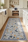 Flower Kaymaz Taban Makinede Yıkanabilir Dijital Baskılı Halı Kilim Yolluk