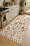 Flower Kaymaz Taban Makinede Yıkanabilir Dijital Baskılı Şönil Kilim Halı Yolluk