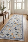 Flower Kaymaz Taban Makinede Yıkanabilir Dijital Baskılı Halı Kilim Yolluk