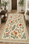 Flower Kaymaz Taban Makinede Yıkanabilir Dijital Baskılı Şönil Kilim Halı Yolluk