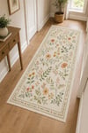 Flower Kaymaz Taban Makinede Yıkanabilir Dijital Baskılı Şönil Kilim Halı Yolluk