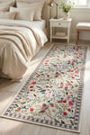 Flower Kaymaz Taban Makinede Yıkanabilir Dijital Baskılı Halı Kilim Yolluk