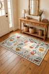 Flower Kaymaz Taban Makinede Yıkanabilir Dijital Baskılı Halı Kilim Yolluk
