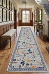 Flower Kaymaz Taban Makinede Yıkanabilir Dijital Baskılı Halı Kilim Yolluk