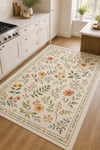 Flower Kaymaz Taban Makinede Yıkanabilir Dijital Baskılı Şönil Kilim Halı Yolluk