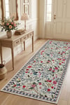Flower Kaymaz Taban Makinede Yıkanabilir Dijital Baskılı Halı Kilim Yolluk