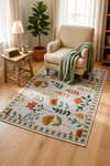 Flower Kaymaz Taban Makinede Yıkanabilir Dijital Baskılı Halı Kilim Yolluk